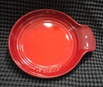 Le Creuset Stoneware Round Spoon Rest Cerise Red. Fixed Price $24.00.