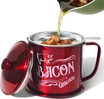 1.3L Bacon Grease Saver Container With Fine Mesh Strainer,stainless Steel Red. Fixed Price $23.81.
