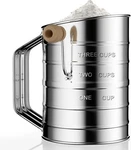 Flour Sifter Stainless Steel 3 Cup & Flower For Baking, Fine Mesh Rotary. Fixed Price $12.60.