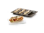 Lekue 4 Cavity Micro-perforated Mini Baguette Baking Pan, Brown. Fixed Price $43.69.
