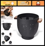 5.5 Quart Metal Colander With Wood Handle - Stable Base Kitchen Strainer For Pas. Fixed Price $65.99.