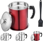 2.2L / 74OZ Bacon Grease Container With Strainer, Red Keeper Can Oil Stor. Fixed Price $34.62.