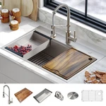 Kraus Olson All-in-one 33 In. Kitchen Sink Stainless Steel-certified Refurbished. Fixed Price $372.66.