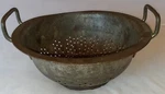 Great Old Primitive Rustic Metal Flat Colander 11" Diameter Display Pc. Fixed Price $15.00.
