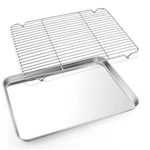 E-far Cookie Sheet With Rack Set, Half Baking Pan For 17.7"X13", Silver. Fixed Price $28.88.