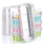 Eusoar 30X 6.8OZ Aluminum Foil Cupcake Liners W/ Lids Mini Loaf Pans Ramekins. Fixed Price $25.79.