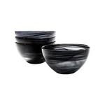 Vikko Black Alabaster Soup Bowls, Set Of 4, 6", Marbled Swirl Design. Fixed Price $72.69.