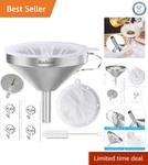 5-INCH Stainless Steel Funnel Set With 200 Mesh Strainer For Kitchen Essentials. Fixed Price $18.95.