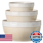 Teakiss Large Ceramic Mixing Bowls, Glazed White Kitchen (10"/8"/6"), Set. Fixed Price $69.06.