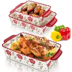 Coloch 3PK Ceramic Baking Dishes Rectangular Bakeware Set Hand-painted Lasagna. Fixed Price $94.23.