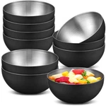 Nuogo 10 Pcs Black Bowls 5.9 Inch Stainless Steel Mixing Decorative Esthet. Fixed Price $42.57.