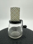 Vintage Androck #49 Nut Grinder Chopper Glass Jar Blue Starburst Usa. Fixed Price $20.00.