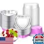 Yinkin 50X 9OZ Heart Aluminum Cake Pan With Lid Disposable Foil Baking Cup. Fixed Price $47.25.