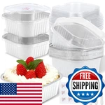 Ylnurac 100 Pack White 10OZ Mini Cake Pans With Lids Aluminum Foil Square Browni. Fixed Price $54.87.