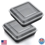 Teamfar 8" Square Cake Pan Set W/ Lids, Stainless Steel Nonstick Baking Tins, 2-. Fixed Price $39.62.