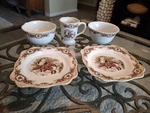 Susan Winget Woodland Cracker Barrel Fox Holly Poinsettia Salad Plates Bowl Mug. Fixed Price $35.96.