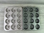 Chefmade 12-HOLE Mini Donut & Fluted Cakelet Pan Set Non-stick Bakeware. Fixed Price $22.39.