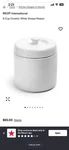 New By Rsvp International Ceramic Grease Keeper 6 Cup White W/ Mesh Strainer. Fixed Price $30.00.