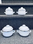 X4 Lot Golden Rabbit White Set Enamelware Small Soup Pots Little For Metal. Fixed Price $49.99.