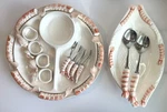 Shafford Japan Shrimp Seafood Serving Set, Forks, Boat Shaped Dish, Vtg Platter. Fixed Price $219.00.