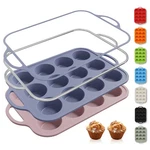 Socisen 2-PACK 12-CUP Silicone Muffin Pan W/ Metal Frame Non-stick Baking Mold. Fixed Price $46.36.