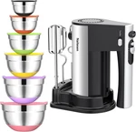 600W Electric Hand Mixer With Piece Mixing Bowls Airtight Lids Set,. Fixed Price $68.67.