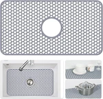 Silicone Sink Mat - Protectors For Kitchen With Center Drain, 26"X 14". Fixed Price $44.99.