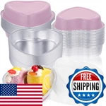 Fainne 20 Sets Mother's Day 5" Aluminum Foil Heart Shaped Cake Pans With Clear. Fixed Price $32.57.