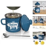 Mini Bacon Grease Container With Strainer Enamel Fat Storage 15OZ Blue Farmhouse. Fixed Price $26.99.