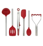 Tovolo Silicone Kitchen Cooking Utensil Set Of 6 Cayenne Red New Box. Fixed Price $25.99.