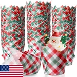 Maxdot 200 Christmas Plaid Tulip Cupcake Liners Baking Red Green Gingham. Fixed Price $32.98.