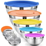 Bewos Mixing Bowls With Lids Set - 5 Pcs Stainless Steel 3 Gra. Fixed Price $43.09.