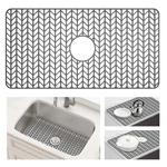 Awoke Large Silicone Sink Protectors For Kitchen 30 X 16 Center Drain, Gray. Fixed Price $55.90.