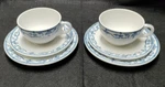 Lot 2 Blue Ivory Bailey-walker China Restaurant Ware Cup Saucer Dessert Sets. Fixed Price $25.00.