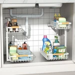 Merrylun Under Sink ORGANIZERS,5 Adjustable Height Metal Pull 2 Pack, White. Fixed Price $61.24.