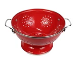 Bright Red Enamel Colander Footed Retro Farmhouse Strainer 9". Fixed Price $14.94.