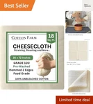 Cotton Farm Grade 100 Xl Cheese Cloth For Straining & Cooking; 18 Sq. Ft. 2X1.... Fixed Price $17.99.