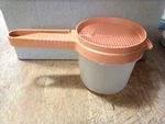 Vintage Orange Tupperware Flour Sifter 1689-1 W/ Attaching Bowl 1493-6. Fixed Price $10.23.