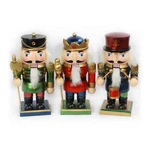 Set Of Three 9" Short And Stout Wooden Nutcracker Christmas Decorations. Fixed Price $53.99.