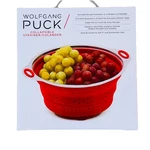 Wolfgang Puck Red Collapsible Stainless Steel Top Bottom Rims 9.75 Inch Colander. Fixed Price $13.00.