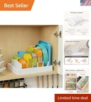 Kitchen Cabinet Organizer For Food Contanier Lid, Holder With 6 Adjustabl.... Fixed Price $33.17.