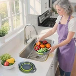 Basket Collapsible Colander Set Of 3 Round Silicone Kitchen Strainer. Fixed Price $17.00.