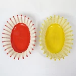Mid Century Modern Plastic Woven Kitchen Baskets German Lot Of 2 Red & Yellow. Fixed Price $15.75.