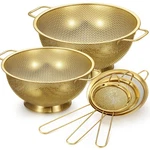 Pcs Gold Strainers Colanders Set Including 4/5 Quart Stainless Steel Co.... Fixed Price $52.96.