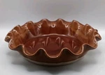 Emile Henry France 6187 Brown White Ruffled Pie Pan Baking Dish Ceramic 10 Euc. Fixed Price $32.00.