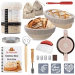 Glass Sourdough Bread Starter Kit Jar & Proofing Basket Accessories. Fixed Price $27.99.