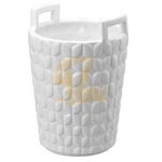Hampton Round Ceramic Basket W/ Handles White Vase Pot Indoor Outdoor Garden. Fixed Price $105.45.