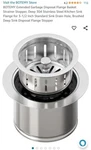 Botemy Ext Garbage Disposal Flange Basket Strainer 3.5" Standard Sink Brushed. Fixed Price $20.40.