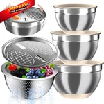 Nicdiet Mixing Bowls With Airtight Lids, Stainless Steel 6 Quarts, Khaki. Fixed Price $38.32.