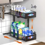 Housolution 1 Pack Under Sink Organizer, 2 Tier Metal Pull Out Sto.... Fixed Price $23.62.